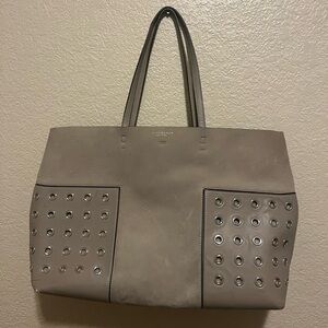 Tory Burch Block-T Grommet Tote in French Gray